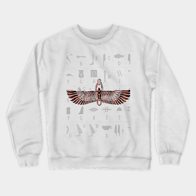 Egyptian beetles scarab with hieroglyphic background Crewneck Sweatshirt by momo1978